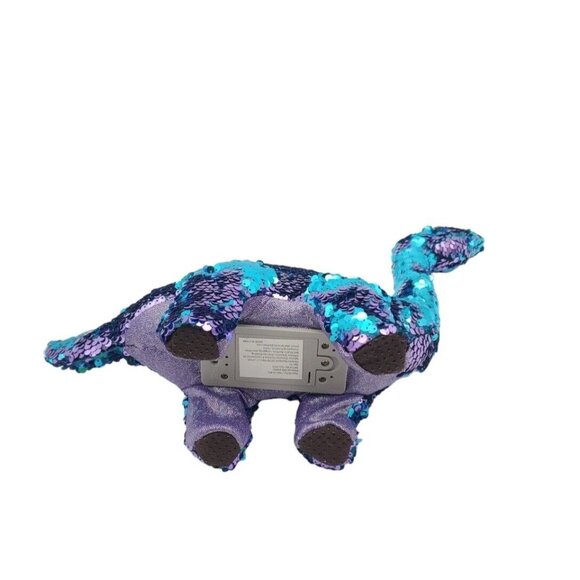 Ty Flippables Tremor Aqua Purple Sequin Brontosaurus Dinosaur Toy‎ Walks Roars - Picture 4 of 6